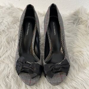 DELICIOUS PLAID PEEP TOE & BOW DECOR HEELS SIZE 8.5